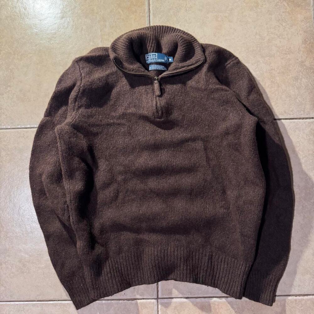 Vintage brown polo ralph lauren Merino Wool Quarter Zip